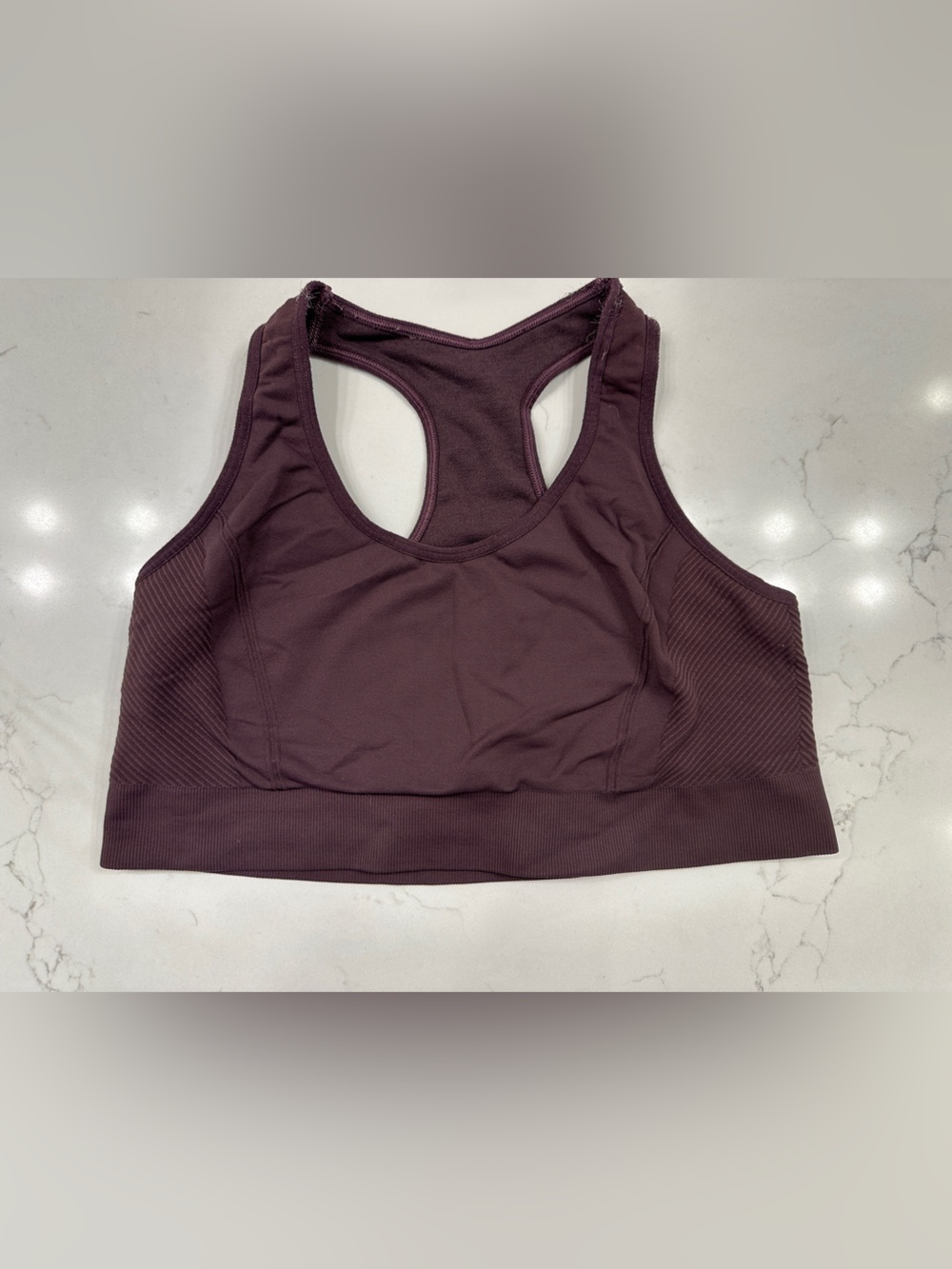 Ridge Merino Send-It Seamless Racerback Sports Bra - Purple, large or medium